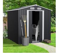 IDMARKET Abri de jardin 3,7M² gris en acier galvanisé avec base
