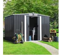 IDMARKET Abri de jardin 5,3 M² gris en acier galvanisé avec base