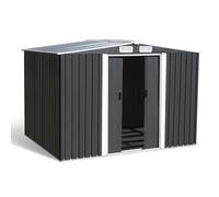 IDMarket - Abri de Jardin 5,3 m² Gris en Acier galvanisé avec Base