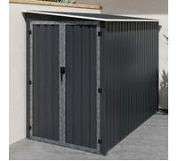 IDMarket - Abri de Jardin adossé 3 m² Gris en Acier galvanisé | Avec double porte latérale