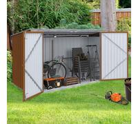 IDMarket - Abri de Jardin en métal Effet Bois verrouillable Multi-Rangement | Pour stockage vélos, outils, poubelles