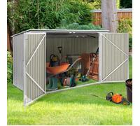IDMarket - Abri de jardin en métal gris clair verrouillable multi-rangement vélos, outils, poubelles