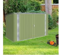 IDMARKET Abri de jardin en métal vert olive verrouillable multi-rangement pour stockage vélos, outils, poubelles