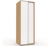 IDMarket - Armoire 2 Portes coulissantes SLIDEA Bois et Blanc penderie | Largeur 60 cm, avec étagères