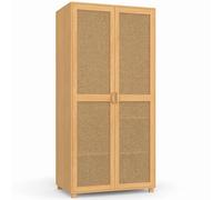 IDMarket Armoire 2 portes EDHEN cannage et bois penderie 80 cm avec étagères de rangement