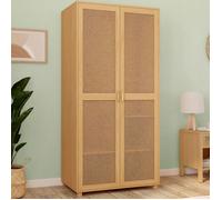 IDMarket Armoire 2 portes EDHEN cannage et bois penderie 80 cm avec étagères de rangement