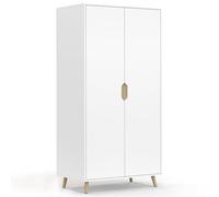 IDMarket - Armoire 2 Portes Helsinki scandinave Blanc | Largeur 80 cm, avec penderie et étagères rangement maxi capacité