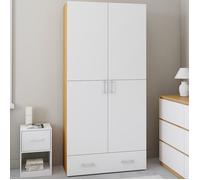 IDMarket Armoire 2 portes Juliana blanc et bois – 80 cm, 1 tiroir et étagères