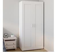 IDMARKET Armoire 2 portes VITO blanc penderie 80 cm avec étagères rangement maxi capacité