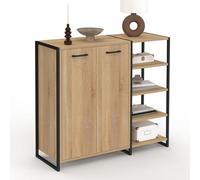 IDMARKET Armoire à chaussures 12 paires LUIS 2 portes avec étagère design industriel
