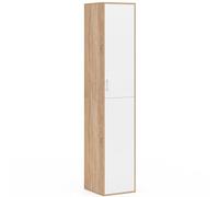 IDMARKET Armoire de bureau 180 cm multifonction SYLVIA blanc et bois 1 porte 3 étagères