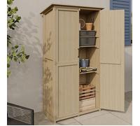IDMARKET Armoire de jardin en bois 90 x 50 x 160 cm avec toit incliné double porte et étagères