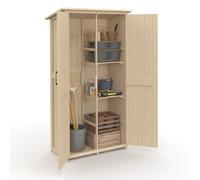 IDMARKET Armoire de jardin en bois 90 x 50 x 160 cm avec toit incliné double porte et étagères