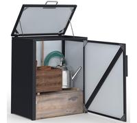 IDMarket - Armoire de Jardin en métal 70 x 40 x 80 cm Gris Anthracite avec Toit relevable Double Porte et étagère