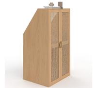 IDMarket - Armoire sous Pente 2 Portes EDHEN 60 x 50 x 70/110 cm Bois et cannage