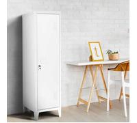 IDMARKET Armoire vestiaire ESTER 1 porte métal blanc design industriel