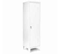 IDMARKET Armoire vestiaire ESTER 1 porte en métal blanc design industriel
