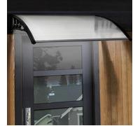 Auvent De Porte Marquise D'accueil 80 X 120 Cm À Led Solaire Polycarbonate Noir