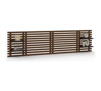 IDMarket - Tête de lit Suspendue en Lattes AVA 240 cm Bois Vieilli et étagères Noires
