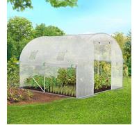 IDMARKET Bâche de rechange pour serre de jardin tunnel 6m² 3 x 2 x 2 m anti-UV avec porte et fenêtres ROMA blanche toutes saisons
