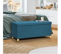 IDMARKET Banc coffre rangement sur pied 100 cm tissu bleu canard