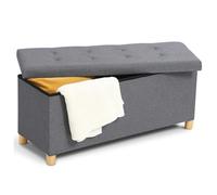 IDMarket - Banc Coffre Rangement sur Pied 100 cm Tissu Gris Anthracite