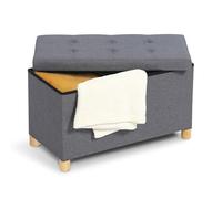 IDMarket - Banc Coffre Rangement sur Pied 76 cm Tissu Gris Anthracite