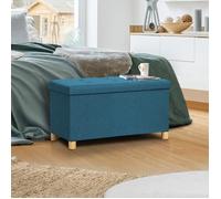 IDMARKET Banc coffre rangement sur pieds 76 cm tissu bleu canard
