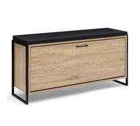 IDMarket Banc d'entrée Luis 100cm – design industriel, coussin & rangement chaussures multicolore