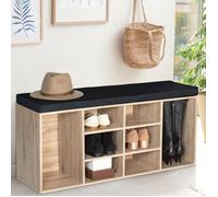 IDMARKET Banc d'entrée chaussures avec coussin TEO bois façon hêtre