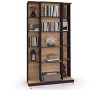 IDMarket - Bibliothèque coulissante Alphonse 5 Niveaux 15 niches Bois et Noir
