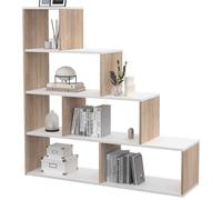IDMarket - Bibliothèque escalier Lina Bois façon hêtre et Blanc