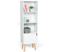 IDMarket Bibliothèque étagère EMMIE scandinave colonne de rangement bois blanc