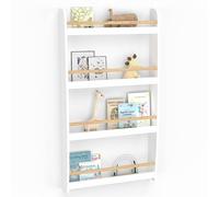 IDMARKET Bibliothèque murale enfant PAULETTE 4 étagères blanc et bois