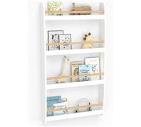 IDMarket Bibliothèque Murale Paulette 4 étagères Blanc et Bois 60x12x110 cm Chambre Enfant