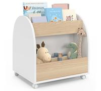 IDMARKET Bibliothèque pour enfant ANDREAS sur roulettes hêtre et blanc