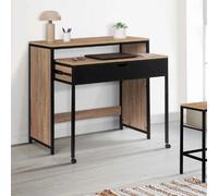 IDMarket - Bureau Extensible 1 tiroir Noir Boston Design Industriel