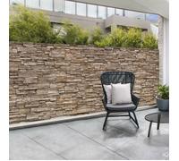 IDMARKET Brise vue occultant 1,8 x 10 M motif pierre marron 160 gr/m²