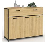 ID MARKET buffet DETROIT 3 portes et 1 tiroir 100 cm Industriel bois et métal noir