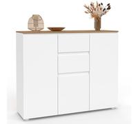 ID MARKET buffet TOBY 3 portes et 2 tiroirs 100 cm Moderne bois et blanc