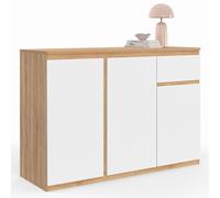 IDMarket - Buffet 100 cm TOMI 3 Portes et 1 tiroir Blanc et Bois