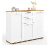 ID MARKET buffet VITO 3 portes et 2 tiroirs 100 cm Contemporain bois et blanc