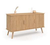 IDMarket - Buffet 110 cm JULIETTE, lattes tasseau bois coloris chêne | Avec 3 portes