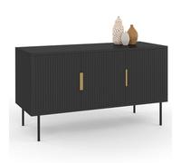 IDMarket Buffet Marcel 110 cm 3 portes effet lattes Noir