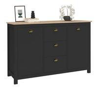 IDMarket Buffet ISIS 130 cm 2 portes 3 tiroirs bois et noir Moderne