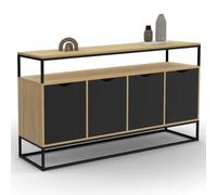 Buffet 140 cm BOSTON 4 portes noires design industriel