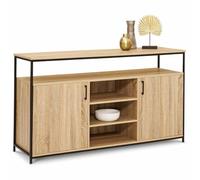 IDMarket Buffet DETROIT 140 cm - 2 portes, 3 étagères - design industriel bois
