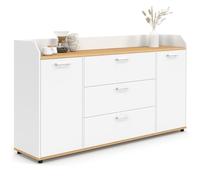 ID MARKET buffet 4 portes 140 cm Moderne bois et blanc effet hêtre