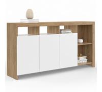 IDMarket - Buffet 140 cm Malo Bois façon hêtre et Portes Blanches
