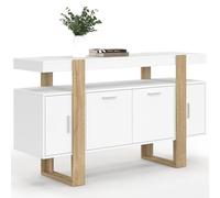 IDMarket - Buffet 140 cm Phoenix 4 Portes Blanc et Bois